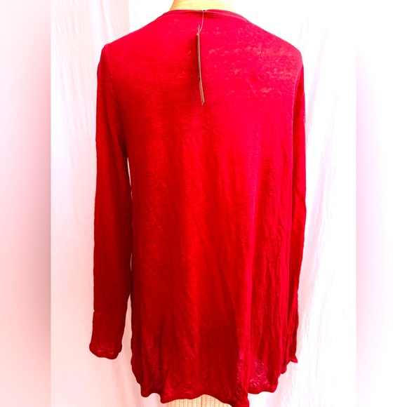 Elie Tahari dark coral semi sheer top - Picture 2 of 8